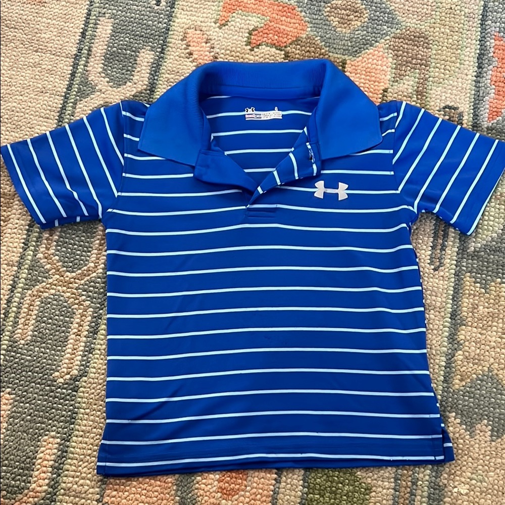 Under Armour Blue Striped Kids Polo